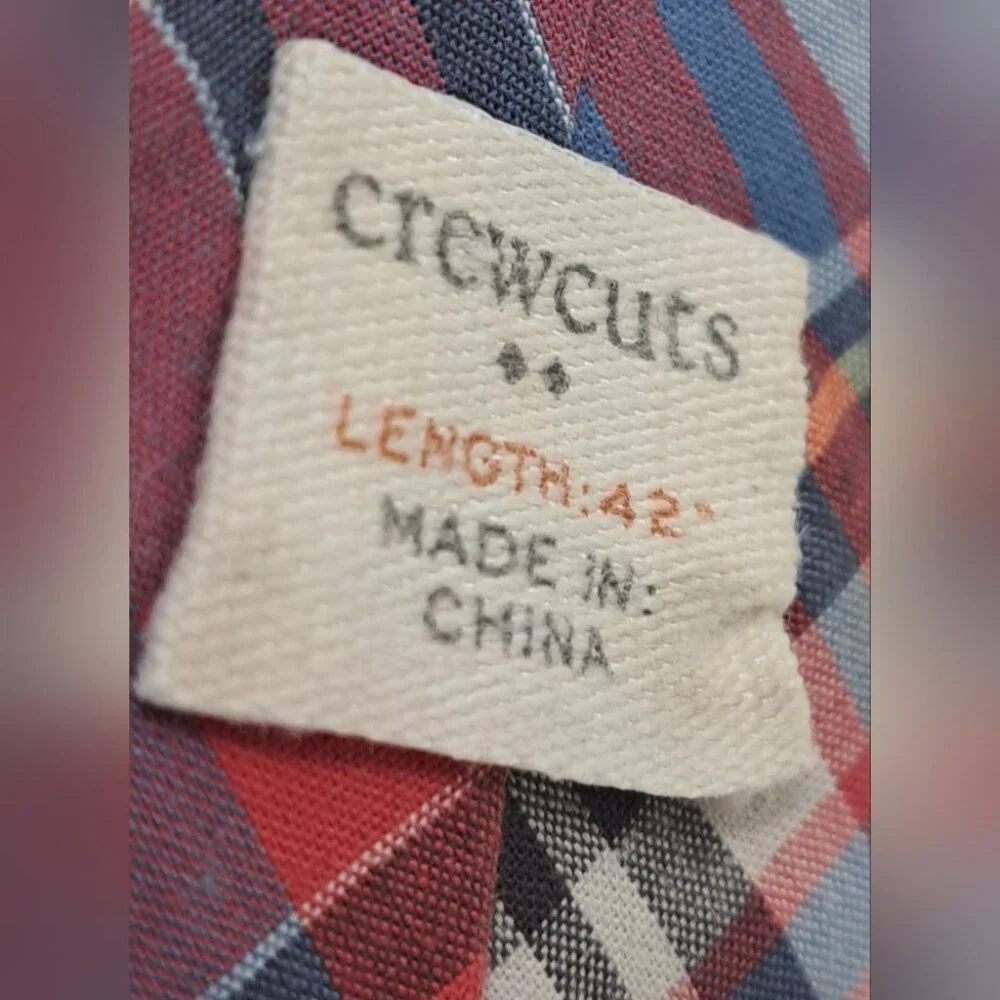J. Crew Crewcuts Kids Boys Tie Red Plaid Tartan Check 42